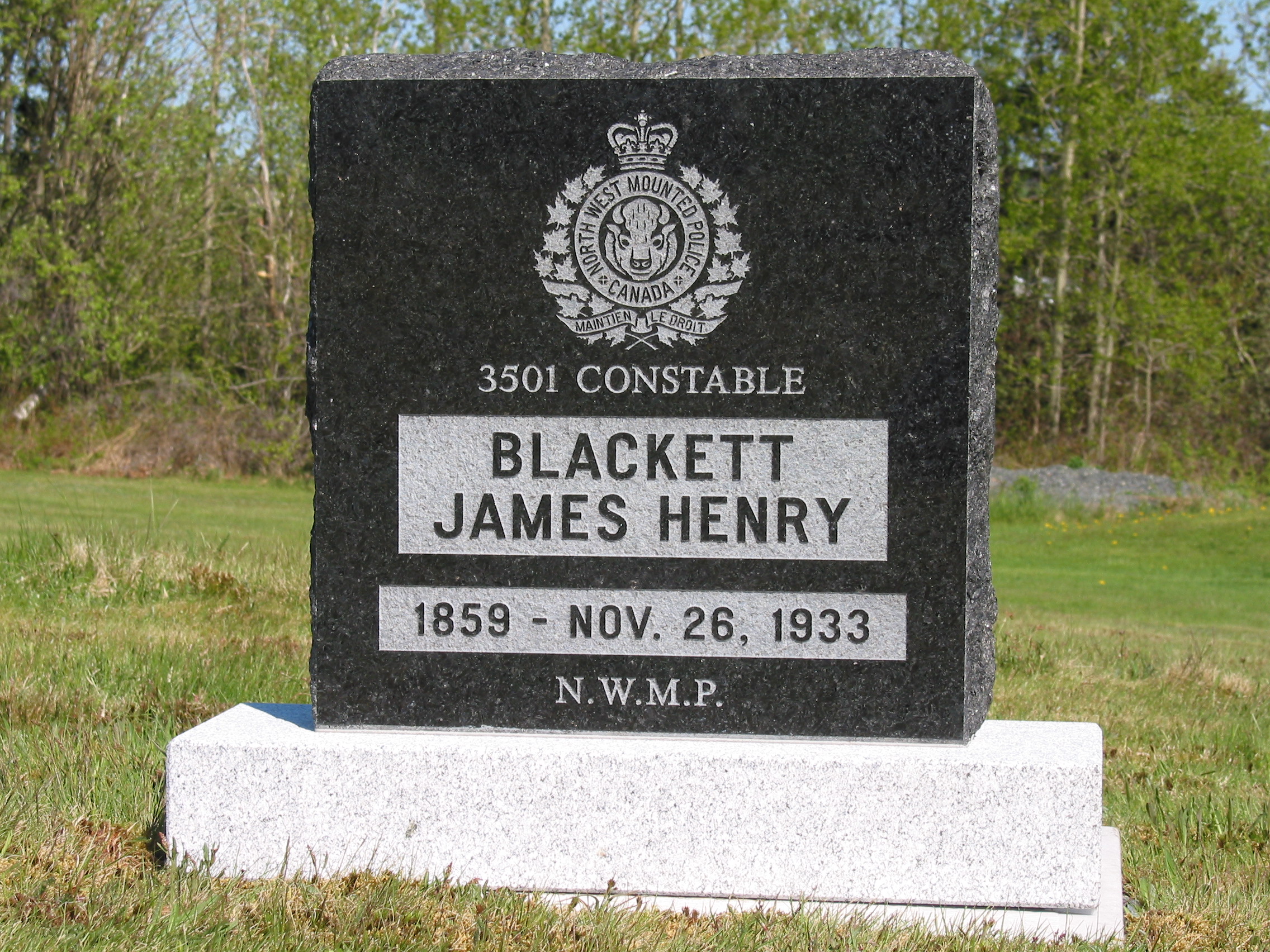 James Henry Blackett grave marker