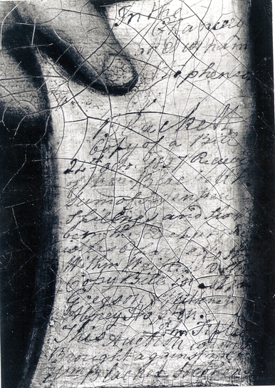 Close up of copy paper held by William Stephenson Blackett