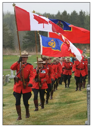 The Mounties march towards the ceremony