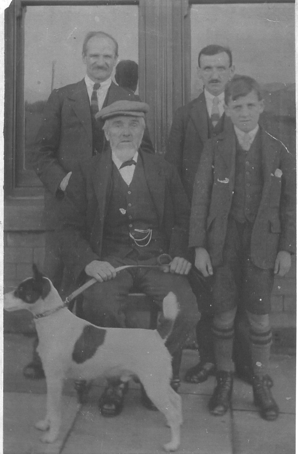 Joseph Blackett, with his son George (my great-uncle) standing behind, together with George's son and grandson.